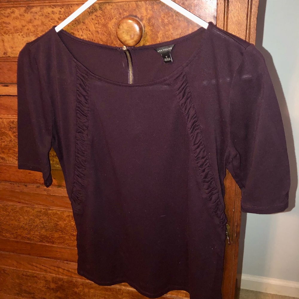 Ann Taylor plum knit top.